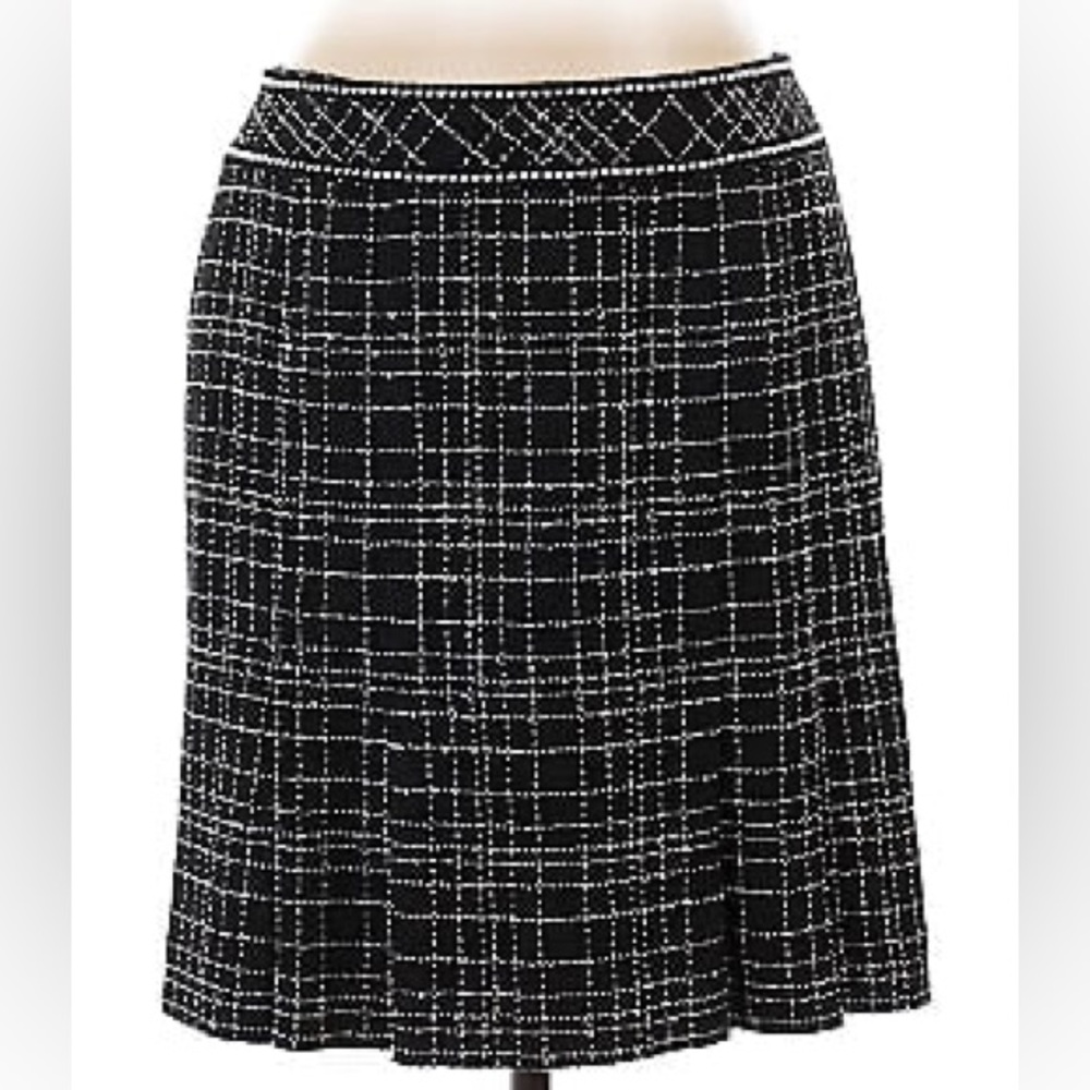 Caslon Tweed Y2K A-line Mini Skirt Black Ivory Classic 8